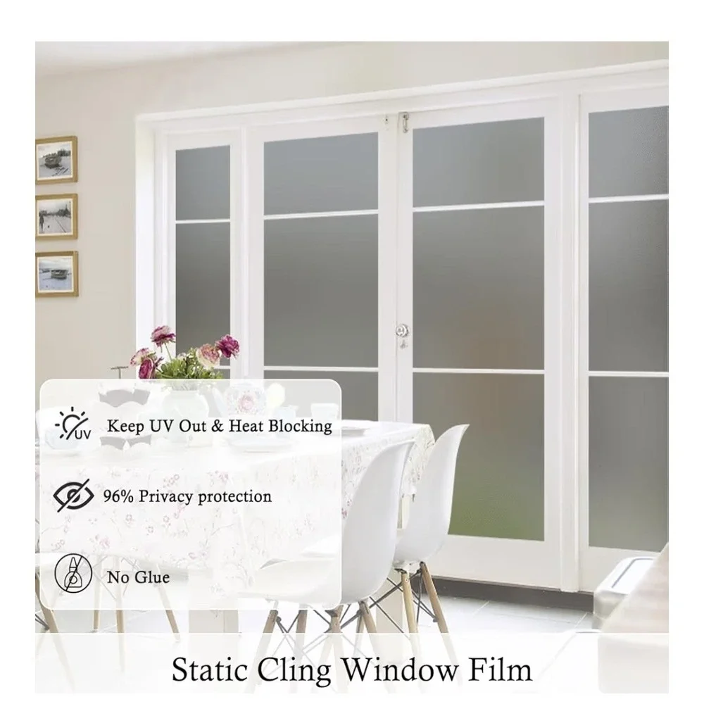 Coavas Window Film Frosted Glass Static Cling Frosting Cover 11.8 x 78.7 In Gray